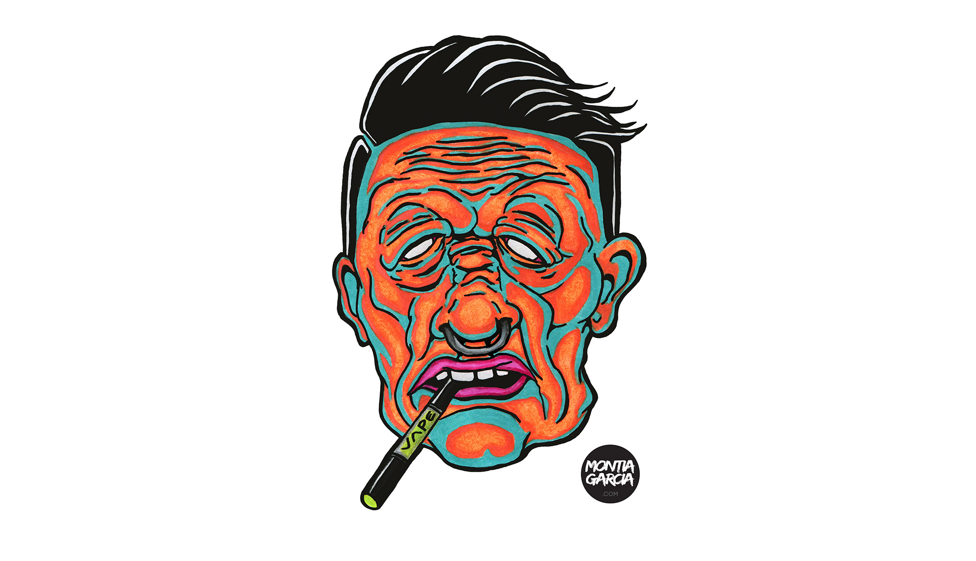 Johnny Vapor - Ink and Colored Pencil drawing by Montia Garcia